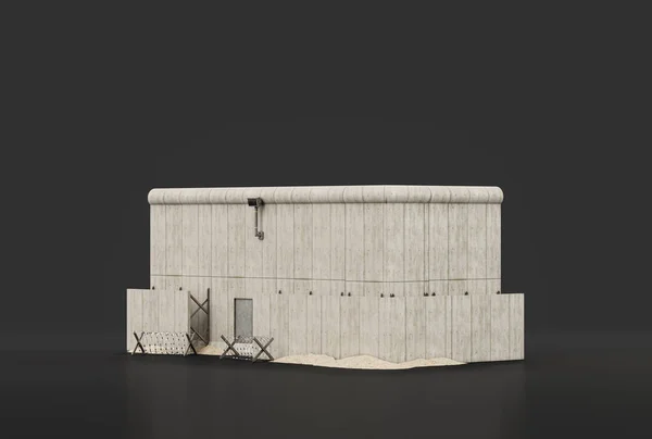 Military concrete border fence block, national security border material, 3d rendering, nobody