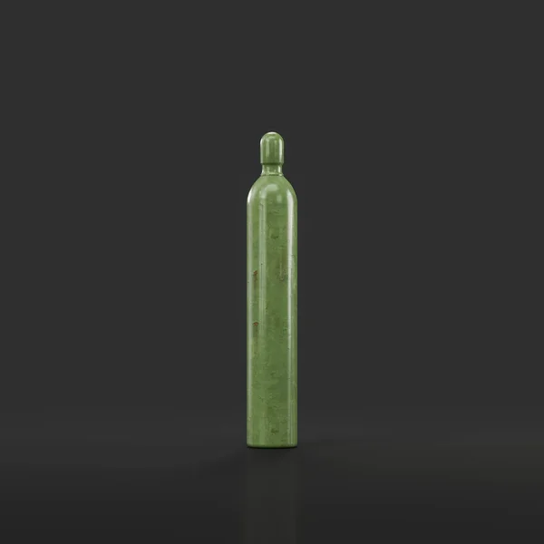 Industrial gas bottle, green color military gas tube, 3d rendering, nobody