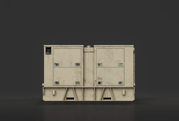 Industrial generator machine, front view, 3d rendering, nobody