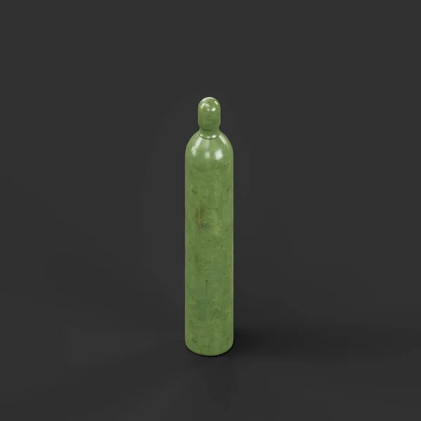 Isometric view Industrial gas bottle, green color military gas tube, 3d rendering, nobody