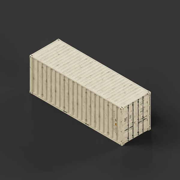 Isometric view Isolated white shipping container, cargo container for logistics and transportation, 3d rendering, nobody