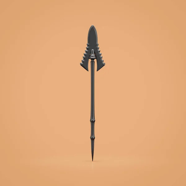 Black medieval battle axe, nordic skyrim battleaxe weapon. Single blade fantasy game ax, asset, warrior item, single hatchet, 3d rendering, nobody