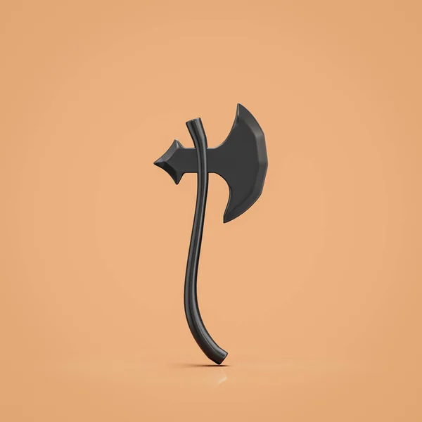 Black medieval battle axe, nordic skyrim battleaxe weapon. Single blade fantasy game ax, asset, warrior item, single hatchet, 3d rendering, nobody