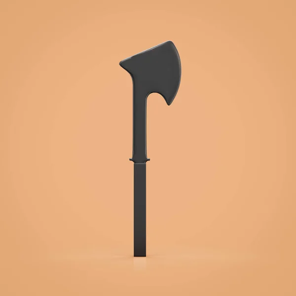 Black medieval battle axe, nordic skyrim battleaxe weapon. Single blade fantasy game ax, asset, warrior item, single hatchet, 3d rendering, nobody