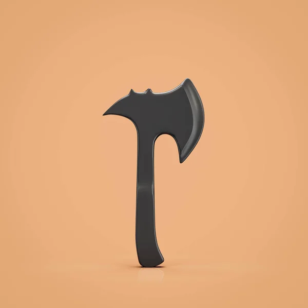 Black medieval battle axe, nordic skyrim battleaxe weapon. Single blade fantasy game ax, asset, warrior item, single hatchet, 3d rendering, nobody