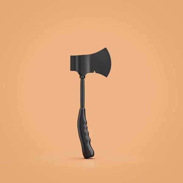 Black medieval battle axe, nordic skyrim battleaxe weapon. Single blade fantasy game ax, asset, warrior item, single hatchet, 3d rendering, nobody