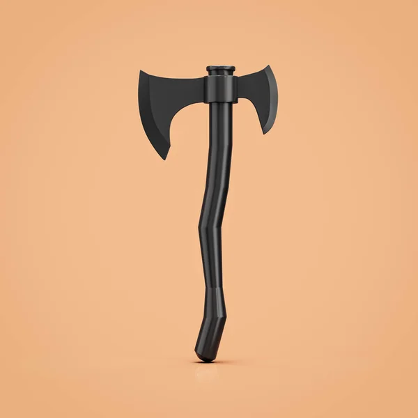 Ancient battle axe. Double blade fantasy game battleaxe, dark hatchet, 3d rendering, nobody