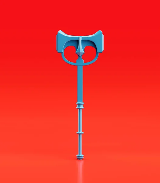 Medieval Nordic knight hammer.  Ancient battle weapon. Monochrome blue hammer, 3d rendering, nobody