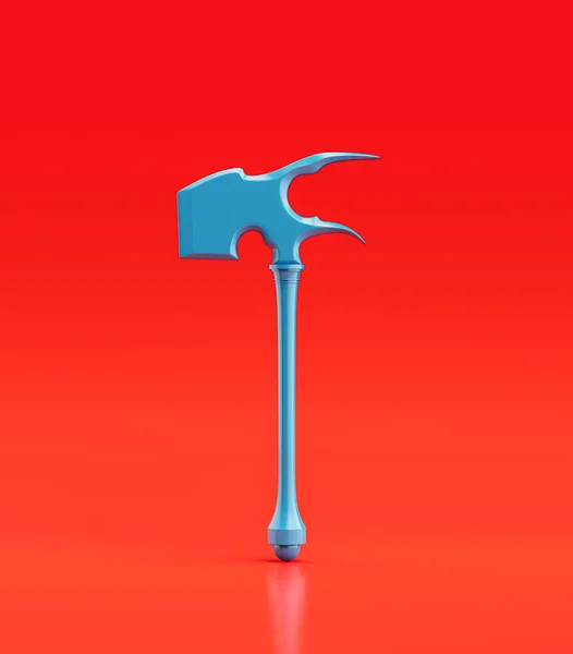 Medieval Nordic knight hammer.  Ancient battle weapon. Monochrome blue hammer, 3d rendering, nobody