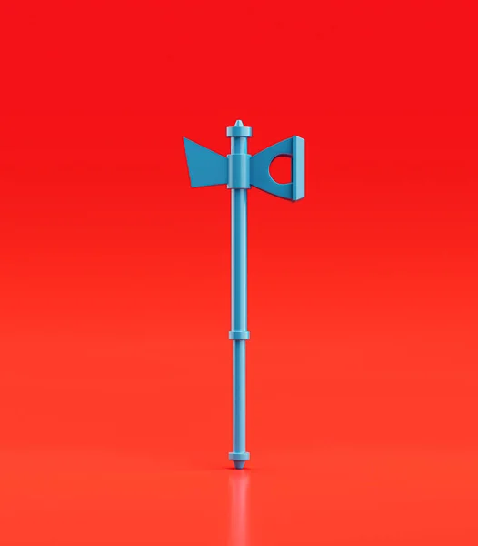 Medieval Nordic knight hammer.  Ancient battle weapon. Monochrome blue hammer, 3d rendering, nobody