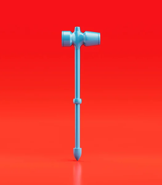 Medieval Nordic knight hammer.  Ancient battle weapon. Monochrome blue hammer, 3d rendering, nobody