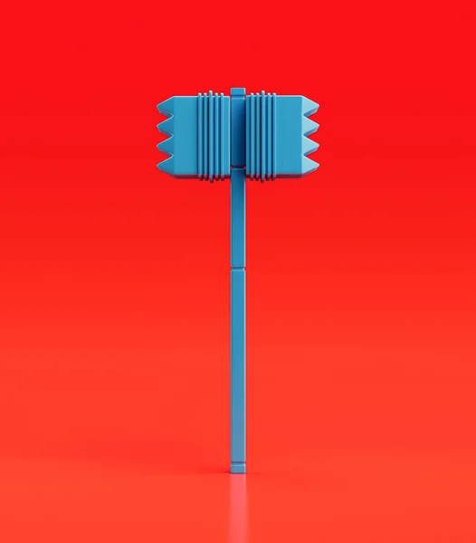 Medieval Nordic knight hammer.  Ancient battle weapon. Monochrome blue hammer, 3d rendering, nobody