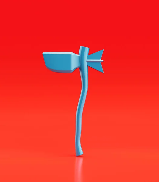 Medieval Nordic knight hammer.  Ancient battle weapon. Monochrome blue hammer, 3d rendering, nobody