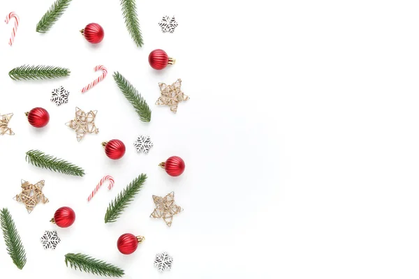 Kerst Ornamenten Witte Achtergrond — Stockfoto