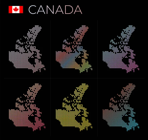 Carte du Canada en pointillés Carte du Canada en pointillés Frontières du pays remplies de belles — Image vectorielle