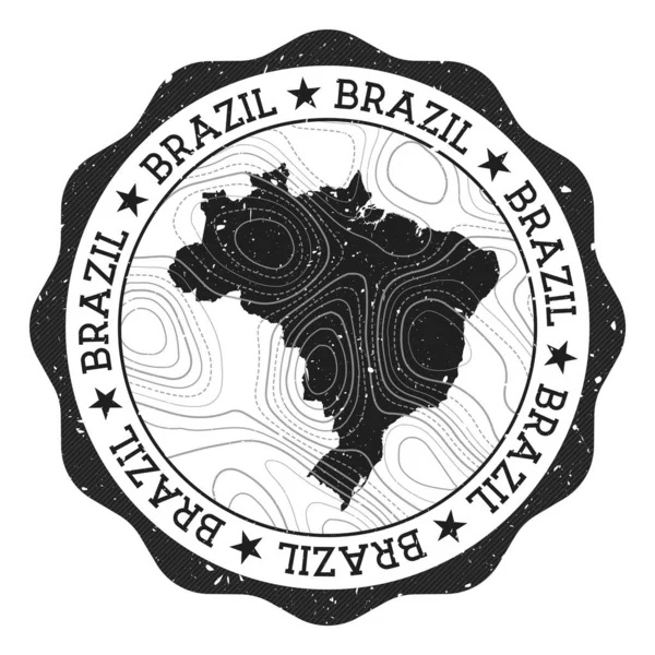 Brasil carimbo ao ar livre Adesivo redondo com mapa do país com isolados topográficos Vector — Vetor de Stock