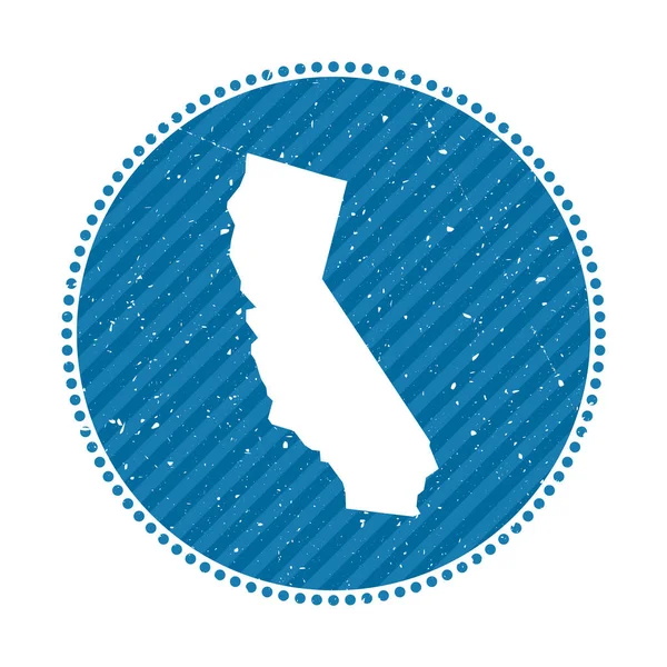 Kaliforniya çizgili seyahat etiketi. Üzerinde eyalet vektör illüstrasyonunun haritası var. — Stok Vektör