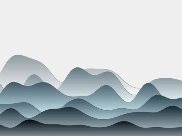 Streszczenie gór tło Zaokrąglone warstwy w kolorze niebiesko-szarym Papercut stylu wzgórza Atrakcyjne — Wektor stockowy