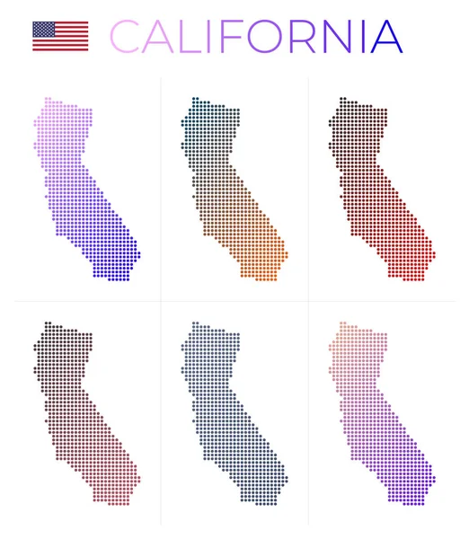 Kaliforniya noktalı haritası, Kaliforniya haritasını noktalı stil ABD sınırlarıyla dolu. — Stok Vektör