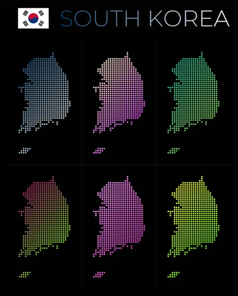 Південна Корея поклала карту на карту Південної Кореї в пунктирному стилі Межі країни заповнені — стоковий вектор