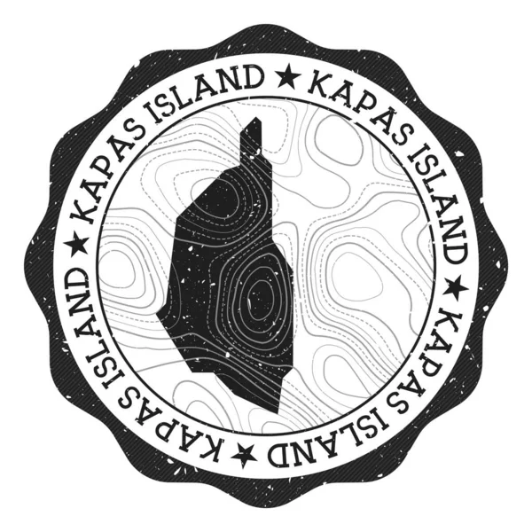 Kapas Island outdoor stamp Round sticker with map of island with topographic isolines Vector — Stock Vector