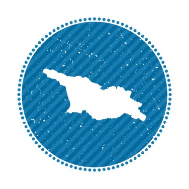 Gürcistan çizgili seyahat etiketi ülke vektör illüstrasyonunun haritasıyla birlikte kullanılabilir