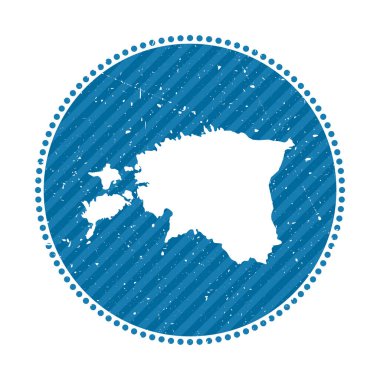 Estonya çizgili geçmişe dönük seyahat etiketi ülke vektör illüstrasyonunun haritası ile birlikte kullanılabilir