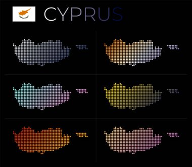 Kıbrıs Rum Kesimi noktalı haritası, ülkenin güzel sınırlarıyla dolu noktalı stil haritası çizdi