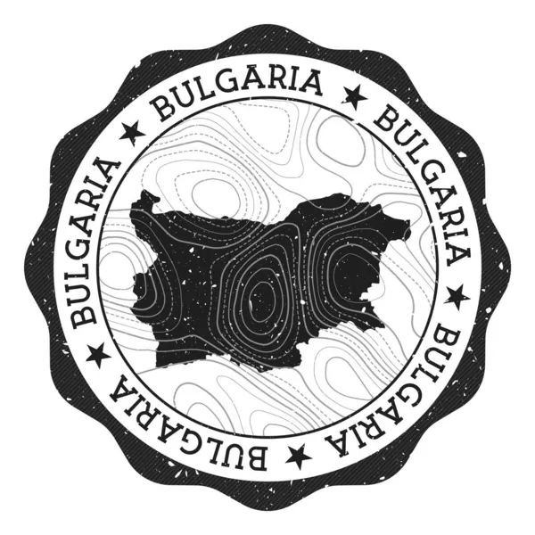 Bulharsko venkovní známka Kulatá samolepka s mapou země s topografickými izolacemi Vektor — Stockový vektor