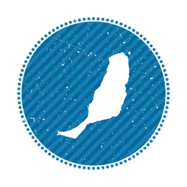 Fuerteventura çizgili geçmişe yolculuk etiketi. Üzerinde ada vektör illüstrasyonunun haritası olabilir.