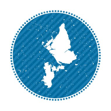 Adanın vektör illüstrasyonunu gösteren haritalı Siargao çizgili retro seyahat etiketi