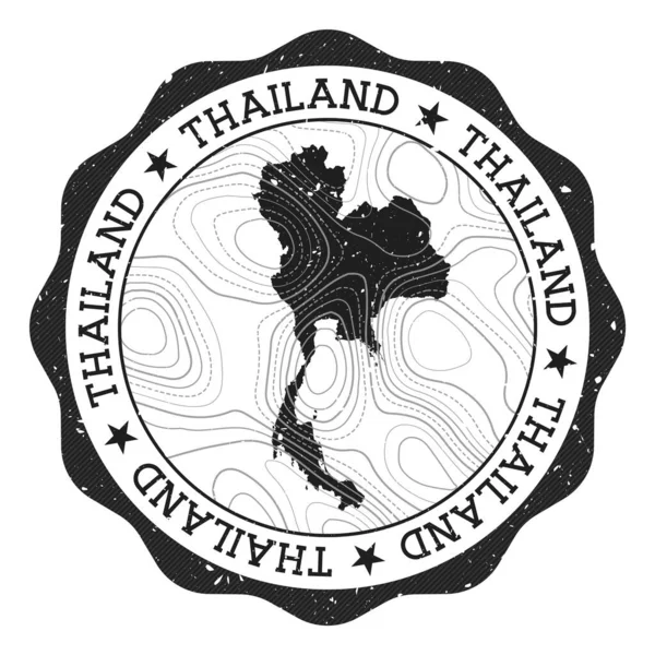 Таїландська зовнішня марка Круглий наклейка з мапою країни з топографічними ізоляціями Vector — стоковий вектор