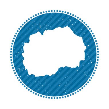 Makedonya çizgili geçmişe dönük seyahat etiketi ülke vektör illüstrasyonu haritası kullanılabilir
