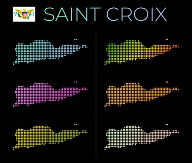 Saint Croix noktalı haritası. Saint Croix haritası, adanın sınırlarıyla dolu.