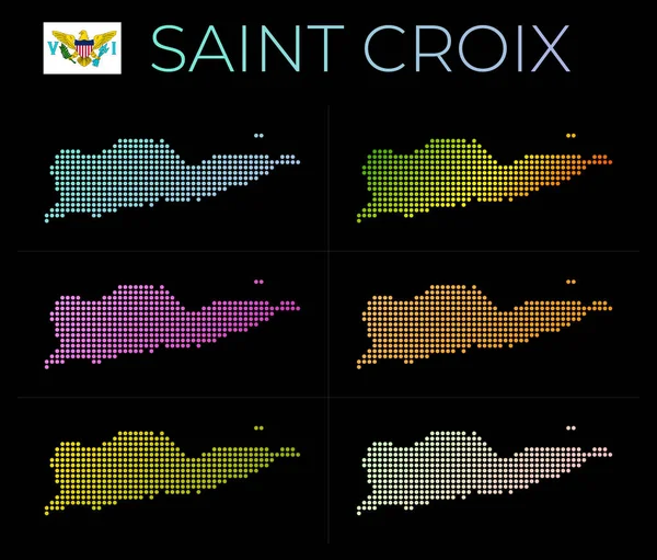 Mapa punteado de Saint Croix Mapa de Saint Croix en estilo punteado Fronteras de la isla llenas de — Vector de stock