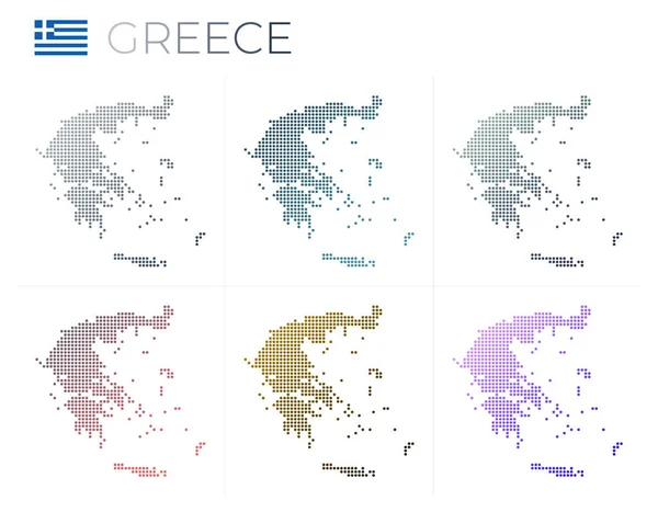Greece dotted map set Map of Greece in dotted style Σύνορα της χώρας γεμάτα ομορφιά — Διανυσματικό Αρχείο