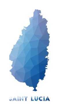Saint Lucia çokgen adasının düşük poli haritası. Saint Lucia Geometrik çizimi.