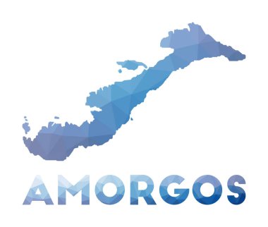 Amorgos adasının düşük poli haritası Amorgos çokgen harita teknolojisi.