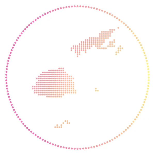 피지 디지털 배지 도처 스타일의 피지 지도 in circle Tech icon in gradiented the country — 스톡 벡터
