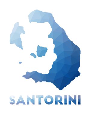 Santorini Adasının düşük poli haritası Santorini çokgen haritası