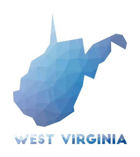 Lage polykaart van West Virginia Geometrische illustratie van de Amerikaanse staat West Virginia polygonale kaart — Stockvector