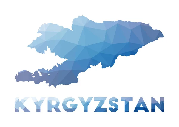Mapa poligonal bajo de Kirguistán Ilustración geométrica del país Kirguistán mapa poligonal — Vector de stock