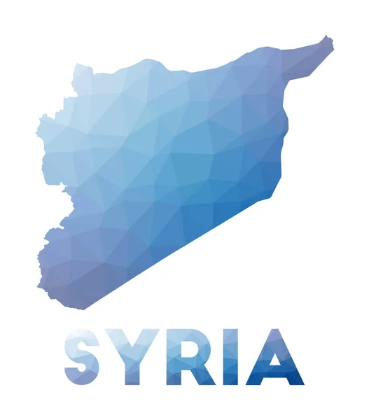 Mapa poli baixo da Síria Ilustração geométrica do país Mapa poligonal da Síria Tecnologia — Vetor de Stock