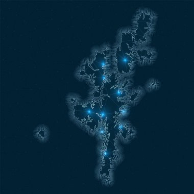 Adanın Dijital bağlantılarının ana ağ haritası Soyut geometrik haritası ve