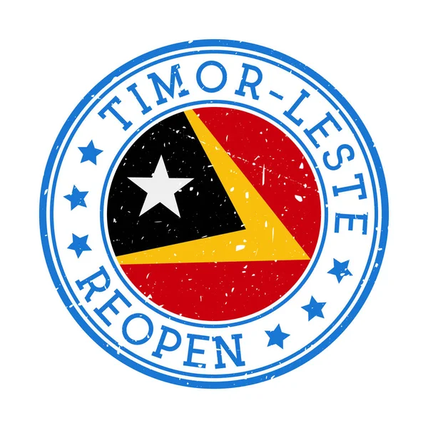 东帝汶重新开放后，刻有东帝汶国旗的国家的邮票圆环徽章重新开放 — 图库矢量图片