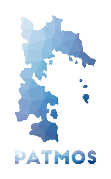 Mapa de baja poli de Patmos Ilustración geométrica de la isla Mapa poligonal de Patmos Tecnología — Vector de stock