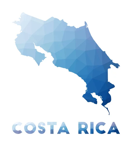 コスタリカの低ポリマップ国の幾何学的イラストコスタリカ多角形の地図 — ストックベクタ