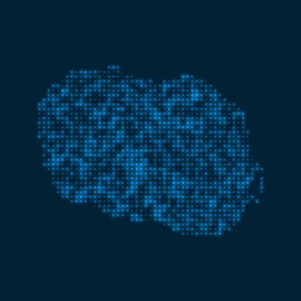 Cookovy ostrovy tečkované zářící mapa Tvar ostrova s modrými zářivými žárovkami Vektorové ilustrace — Stockový vektor