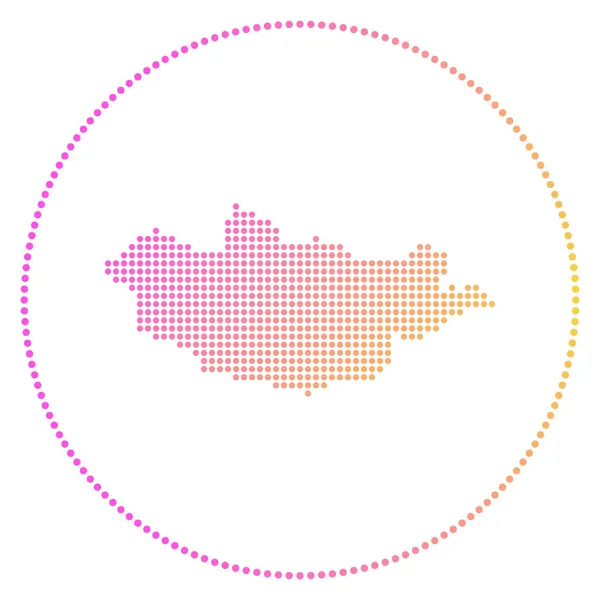 Μογγολία ψηφιακό σήμα Dotted στυλ χάρτη της Μογγολίας σε κύκλο Tech εικόνα της χώρας με — Διανυσματικό Αρχείο