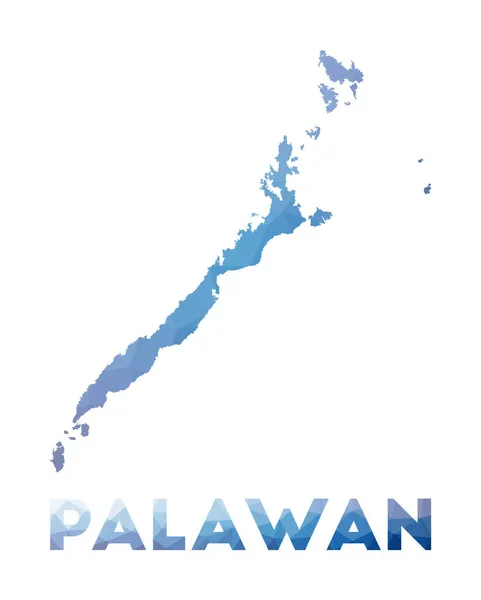 Low poly map of Palawan Geometric illustration of the island Palawan polygonal map Technology — Stock Vector